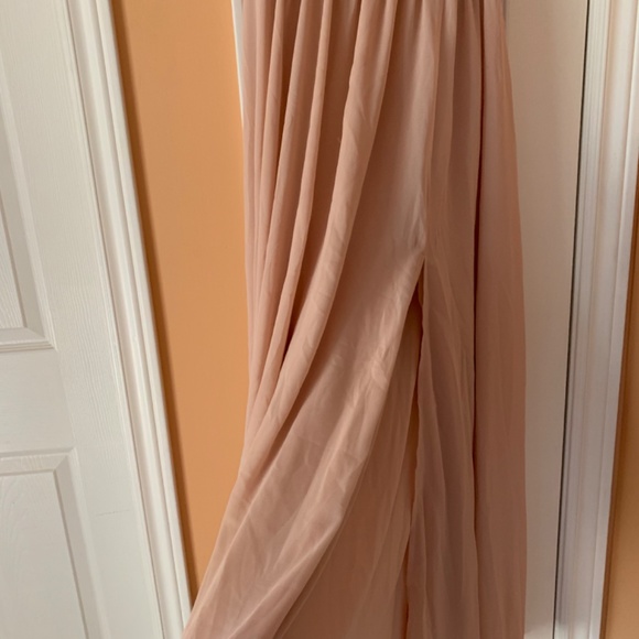 Lulu’s Blush Surplice Dress Maxi Fit Flare Bridal Formal Powder Pink - Picture 12 of 14